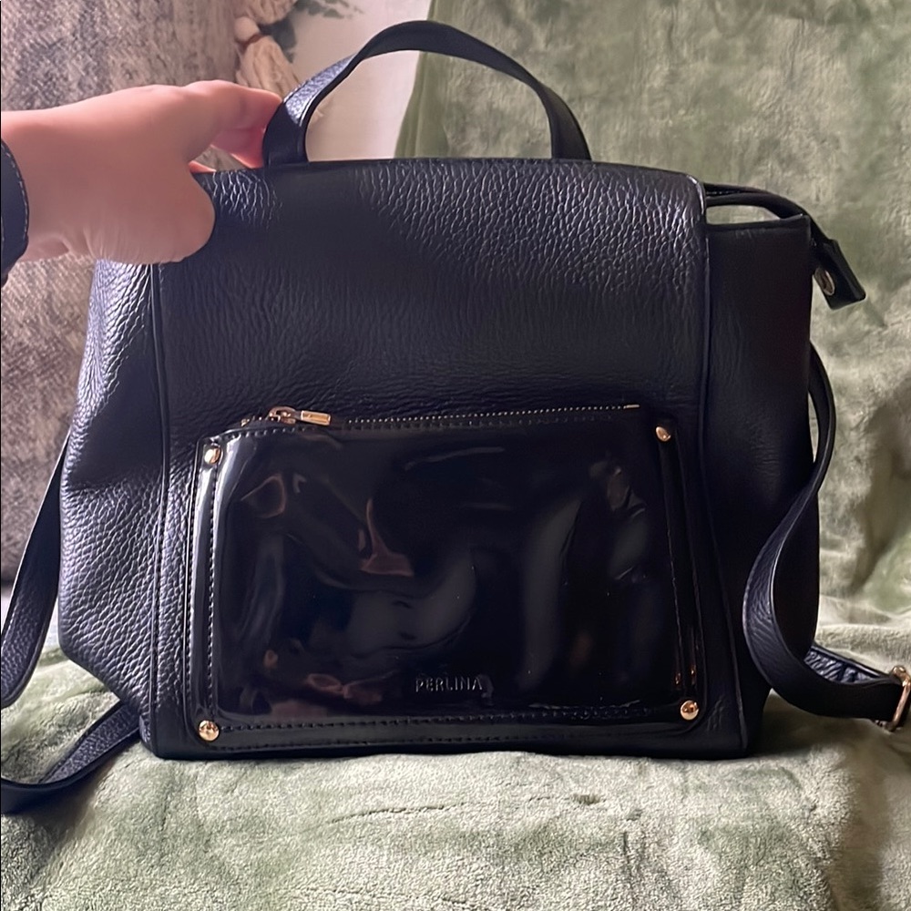 Perlina New York Black Backpack with Structured Design